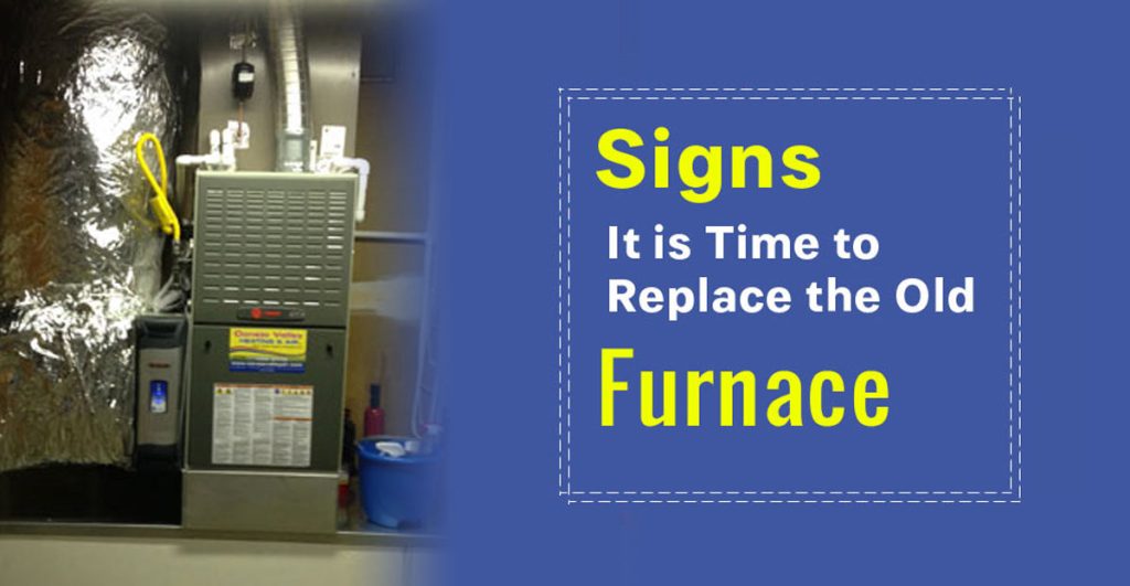 Furnace replacement: signs your old furnace needs replacing. A gas furnace in a home.