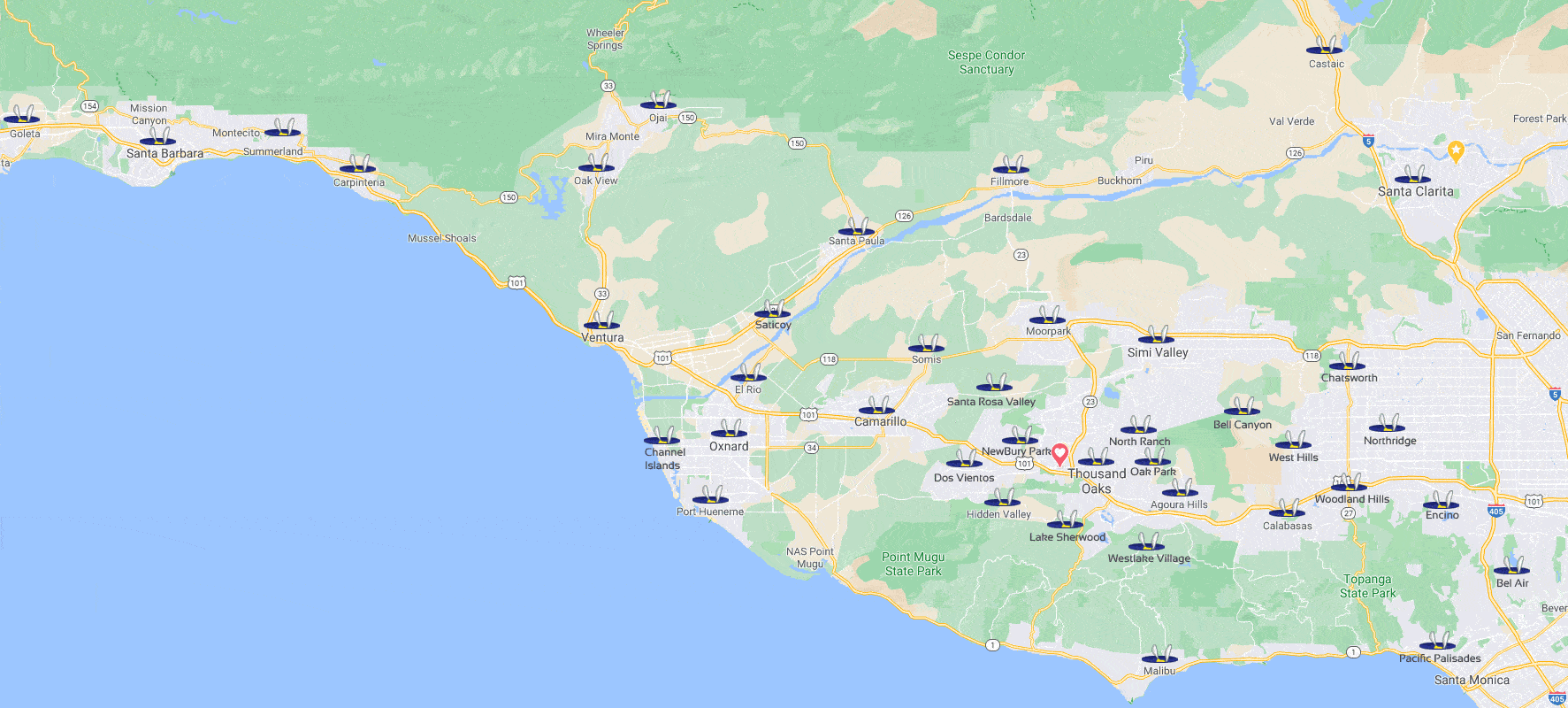 areas we serve map