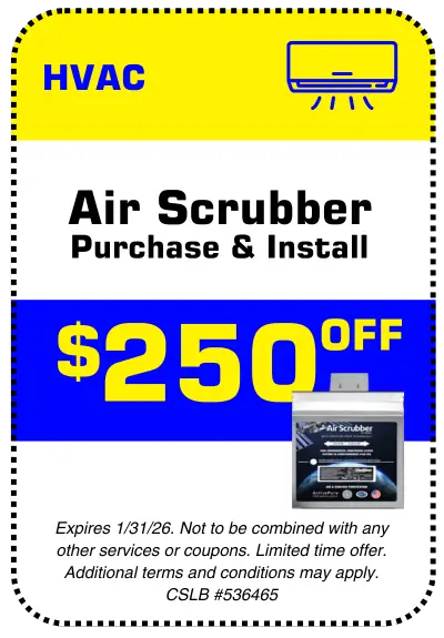 Conejo Services coupon for $250 off the purchase and installation of an air scrubber