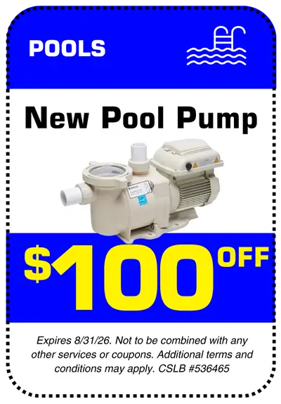 Conejo Services coupon for $100 off a pool pump