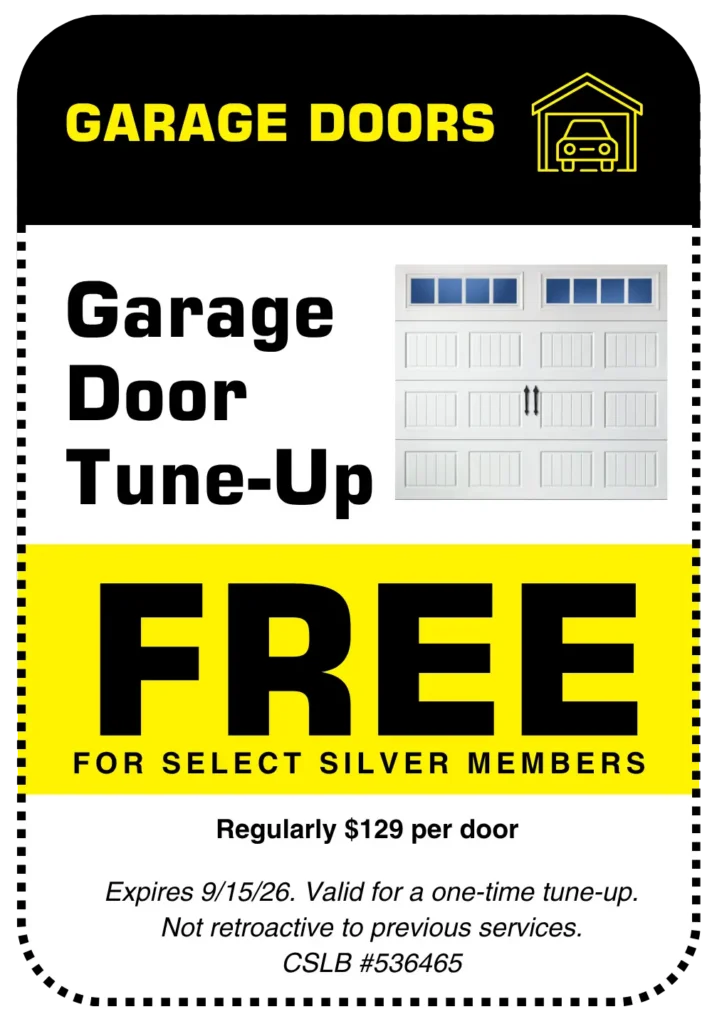 Coupon for free garage door tune-up for select Silver Maintenance Members only