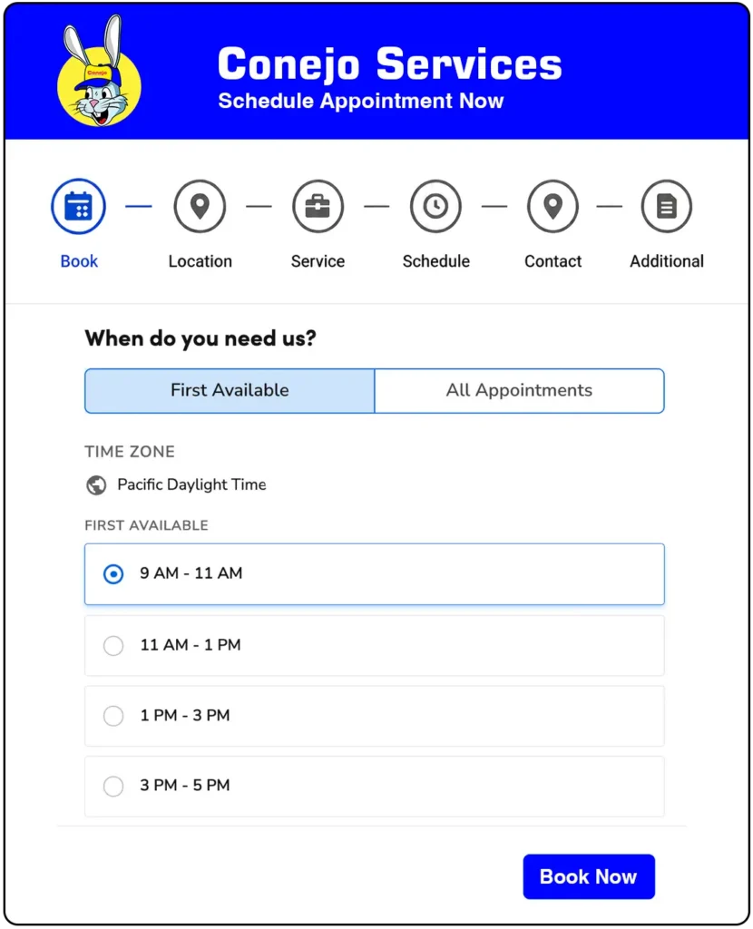 Online scheduler to book an appointment now